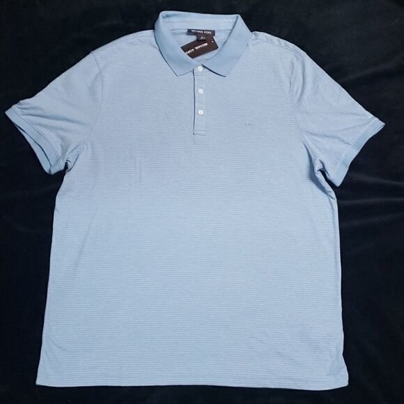 MICHAEL KORS LIGHT BLUE PINSTRIPE POLO - NEW - Picture 1 of 10